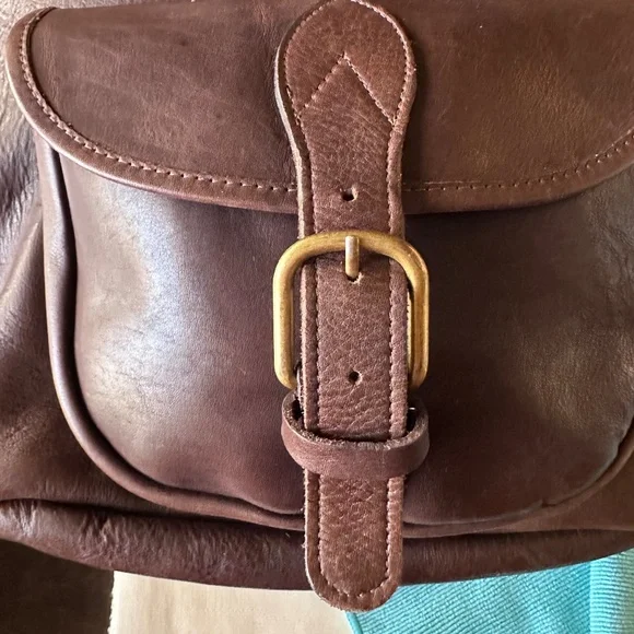 100% Leather Large M LONDON Vintage Backpack Maroon/Brown, Suede Interior Bag - Picture 11 of 13